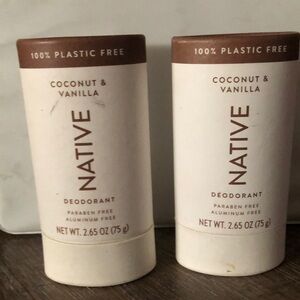 Native Deodorant Coconut & Vanilla  PLASTIC FREE NEW 2.65 OZ Lot of 2